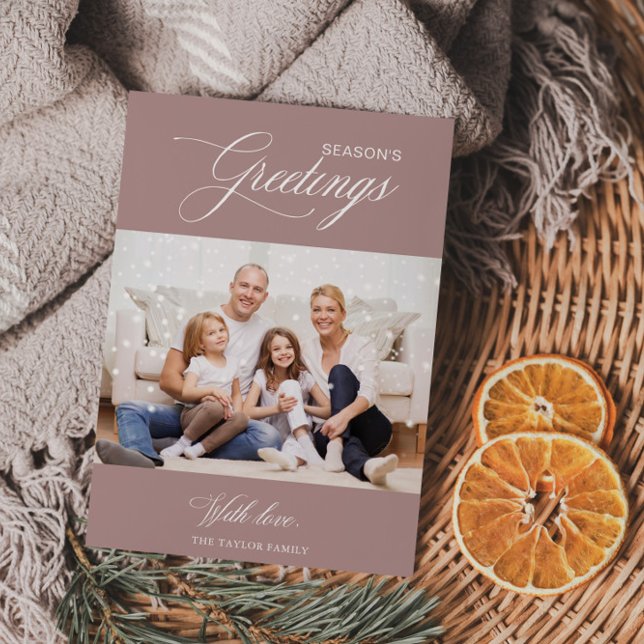 Cartão De Festividades Saudações de Caligrafia Branca Rosa (Criador carregado)