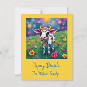Cartão De Festividades Saudações de Diwali da Vaca Sagrada