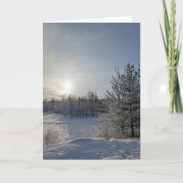 Cartão De Festividades Saudações de Feriado em uma Manhã Nevada
