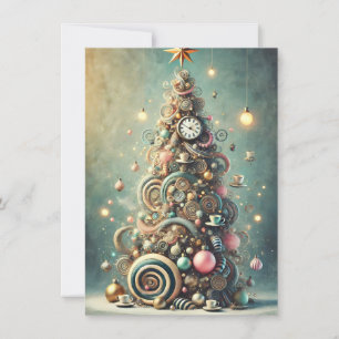 Cartão De Festividades Saudações de Férias de Árvore de Natal Caprichosa