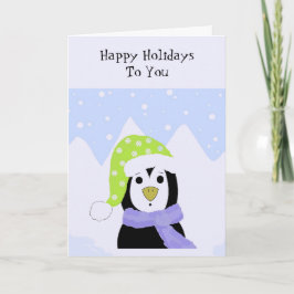 Cartão De Festividades Saudações de Férias de Pinguim