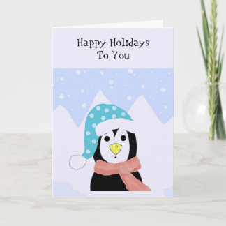 Cartão De Festividades Saudações de Férias de Pinguim