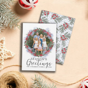 Cartão De Festividades Saudações de Fim de Ano Coroa de Natal Foto