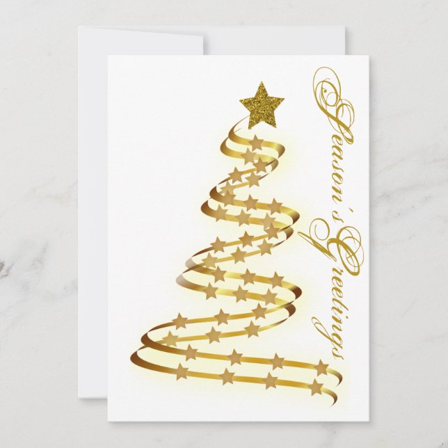 Cartão De Festividades Saudações de Fim de Ano Estrelas Árvore Abstrata e (Frente)