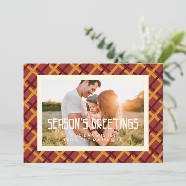 Cartão De Festividades Saudações de Fim de Ano Foto Meio do Século (Em pé/Frente)