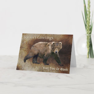 Cartão De Festividades Saudações de Fim de Ano - Urso de Kodiak Sobre a P