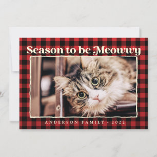 Cartão De Festividades Saudações de Fim de Ano Xadrez Humor Pet Gato Foto