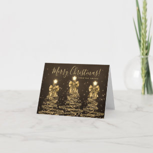 Cartão De Festividades Saudações de Natal Árvores de Ouro de Férias Elega