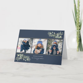 Cartão De Festividades Saudações de Natal com 3 Fotos Modernas e Elegante