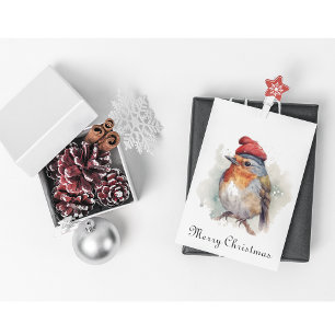 Cartão De Festividades Saudações de Natal da Família Robin em Inglês