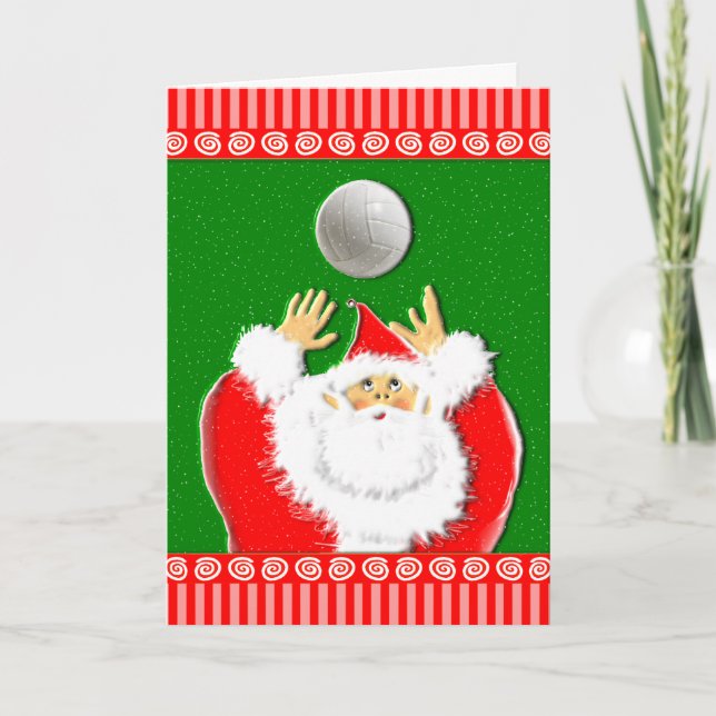 Cartão De Festividades Saudações de Natal de Volei (Frente)