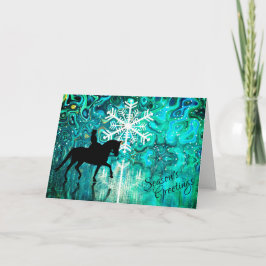 Cartão De Festividades Saudações de Natal do Cavalo de Dressage