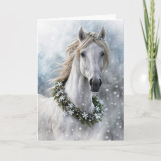 Cartão De Festividades Saudações de Natal Férias Cavalo
