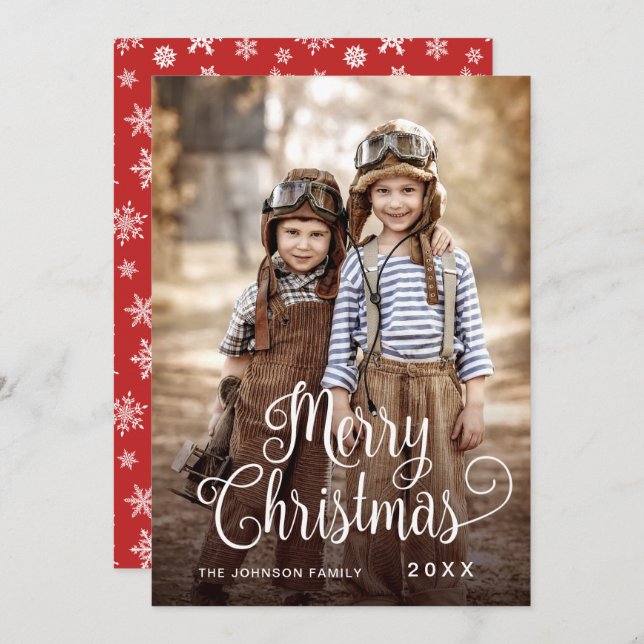 Cartão De Festividades Saudações de Natal MODERNO FOTO (Frente/Verso)