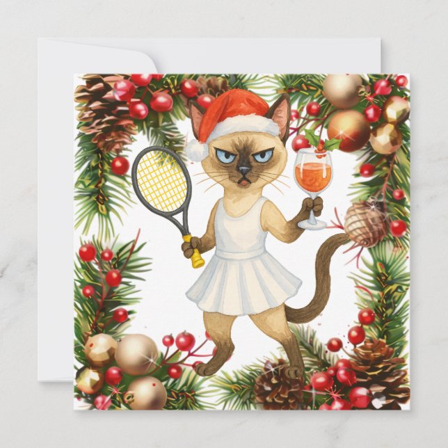 Cartão De Festividades Saudações de Natal para amantes de gatos (Frente)