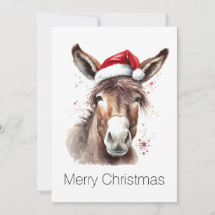 Cartão De Festividades Saudações de Natal Western Merry Donkey