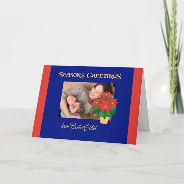 Cartão De Festividades Saudações de Poinsettia Season de Ambos (Frente)