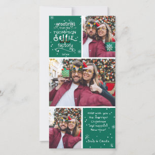Cartão De Festividades Saudações de sELFie em Branco, Cor Verde Mutável