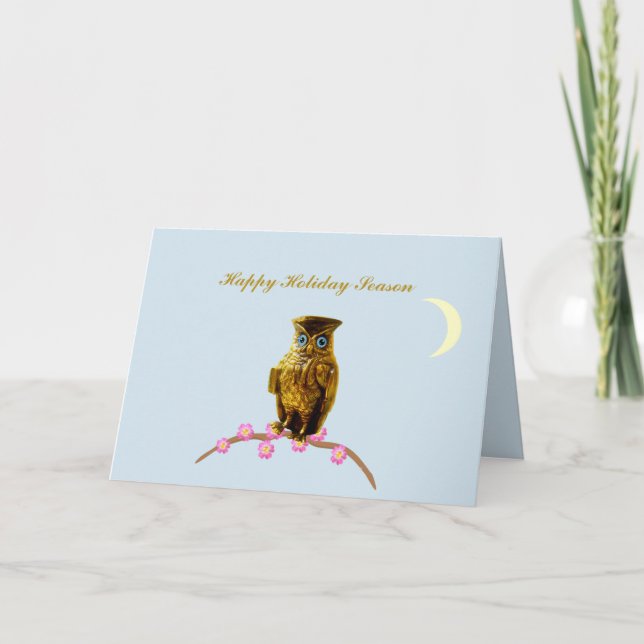 Cartão De Festividades Saudações do Holiday Season Owl (Frente)