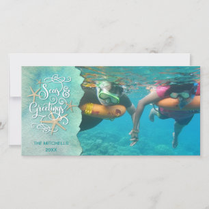 Cartão De Festividades "Saudações do SEAson" Tropical Watercolor
