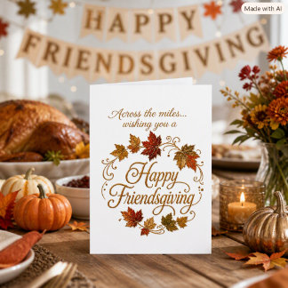 Cartão De Festividades Saudações Elegantes de Friendsgiving a Distância
