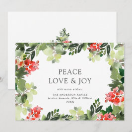 Cartão De Festividades Saudações Festivas de Natal com Folhas de Azevinho