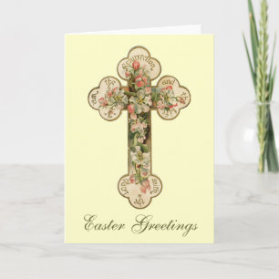 Cartão De Festividades Saudações Floral Cross Páscoa