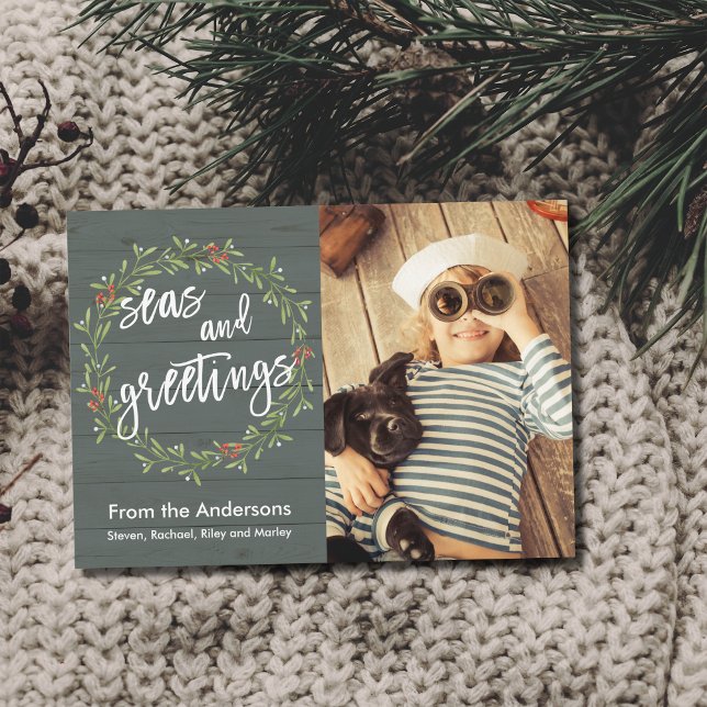 Cartão De Festividades Saudações Navais de Natal Foto (Available in both printed and instant download digital formats.)