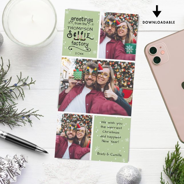 Cartão De Festividades Saudações, neve verde, 3 fotos (Criador carregado)