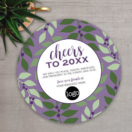 Cartão De Festividades Saudações para o Ano Novo - Roxo e Verde