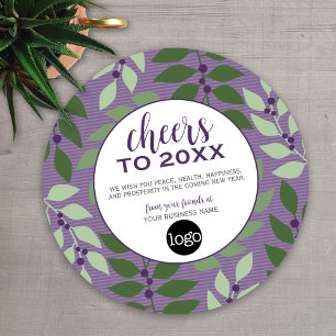 Cartão De Festividades Saudações para o Ano Novo - Roxo e Verde