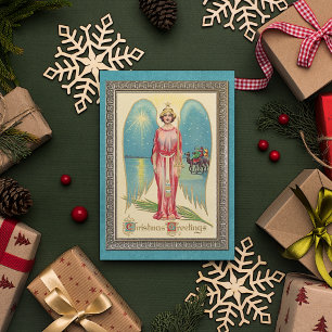 Cartão De Festividades Saudações Personalizadas de Férias de Natal Antiga
