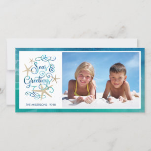 Cartão De Festividades Saudações Tropicais do SEAsons Starfish Watercol