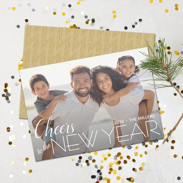 Cartão De Festividades Saúde à Foto de Ano Novo (Cheers to the New Year Photo Holiday Cards - Order INSTANT DOWNLOAD and/or PRINTED or both!)