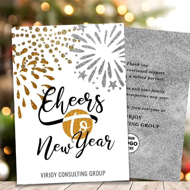 Cartão De Festividades Saúde Ano Novo Fogos Festivos Modernos Negócios (Criador carregado)