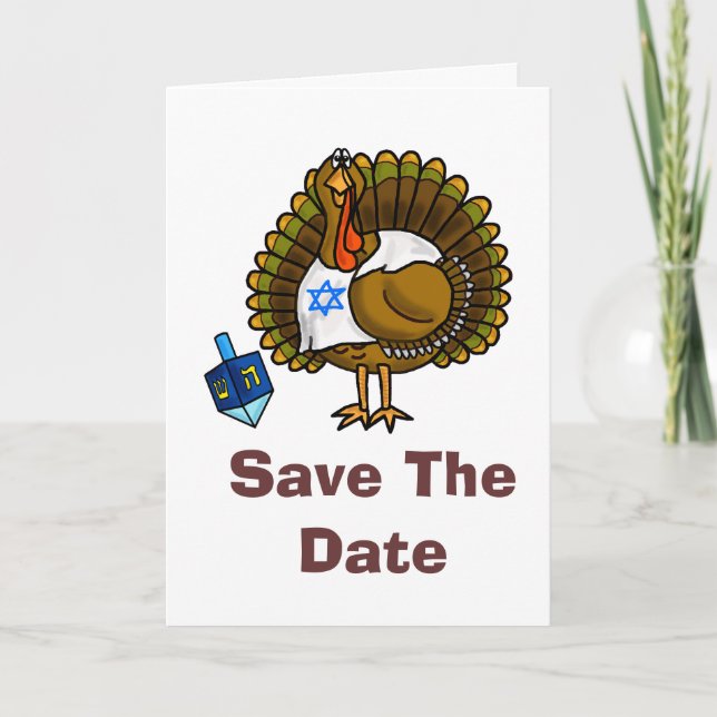 Cartão De Festividades Save The Date 79811 Thanksgivukkah Greeting Card (Frente)