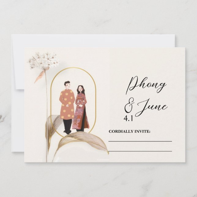 Cartão De Festividades Save the Date Wedding Invitation Card (Frente)