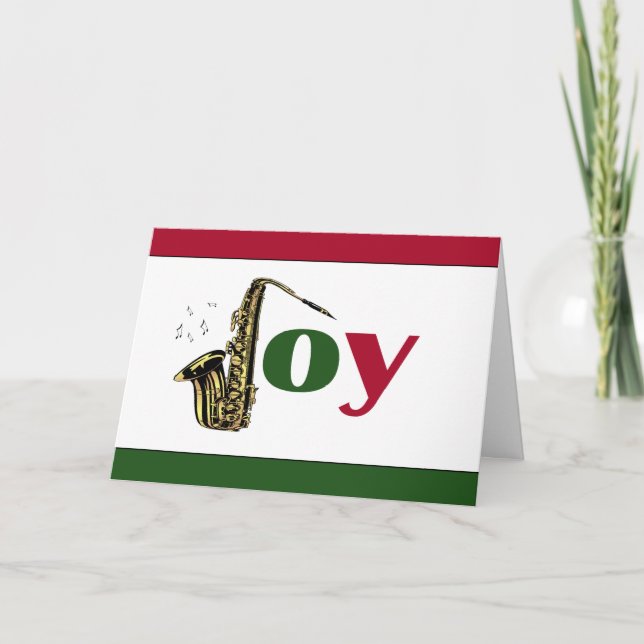 Cartão De Festividades Saxophone Joy Red Green White (Frente)