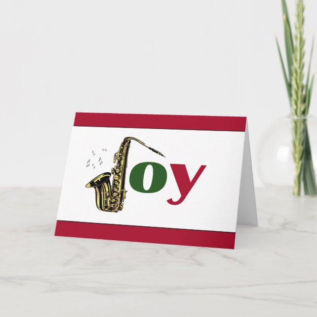 Cartão De Festividades Saxophone Joy Red White (Frente)