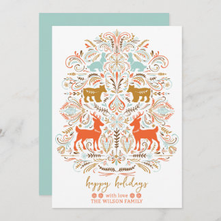 Cartão De Festividades Scandinavian Nordic Folk art Fable Christmas