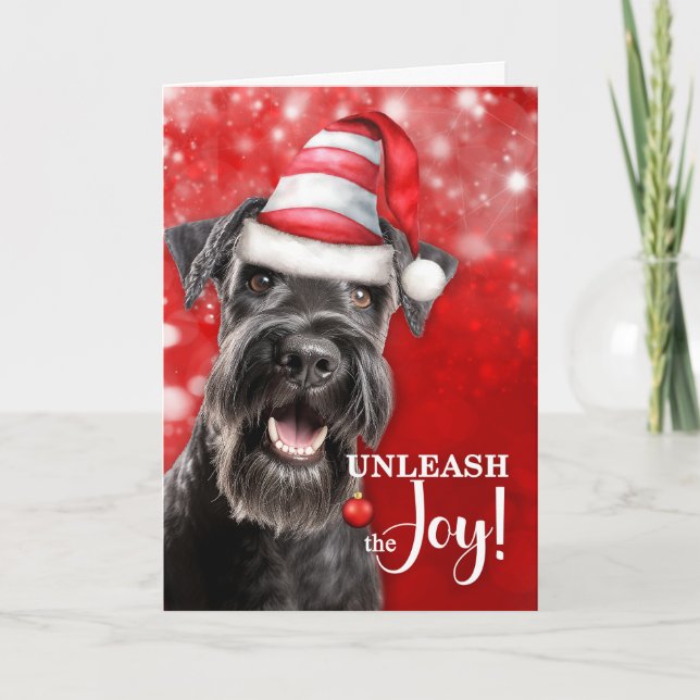 Cartão De Festividades Schnauzer Dog Unleash the Joy Christmas (Frente)