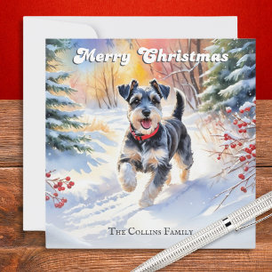 Cartão De Festividades Schnauzer Miniatura Na Neve Natal
