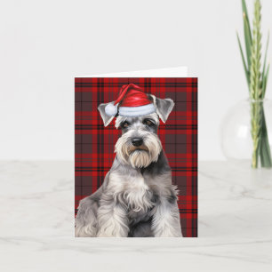 Cartão De Festividades Schnauzer Natal Cachorro Xadrez Vermelho Natal