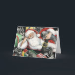 Cartão De Festividades Schnauzer Pups Take over Santa Dog Christmas Card<br><div class="desc">This christmas card features an original watercolor painting of a Santa with standard schnauzer pups.</div>