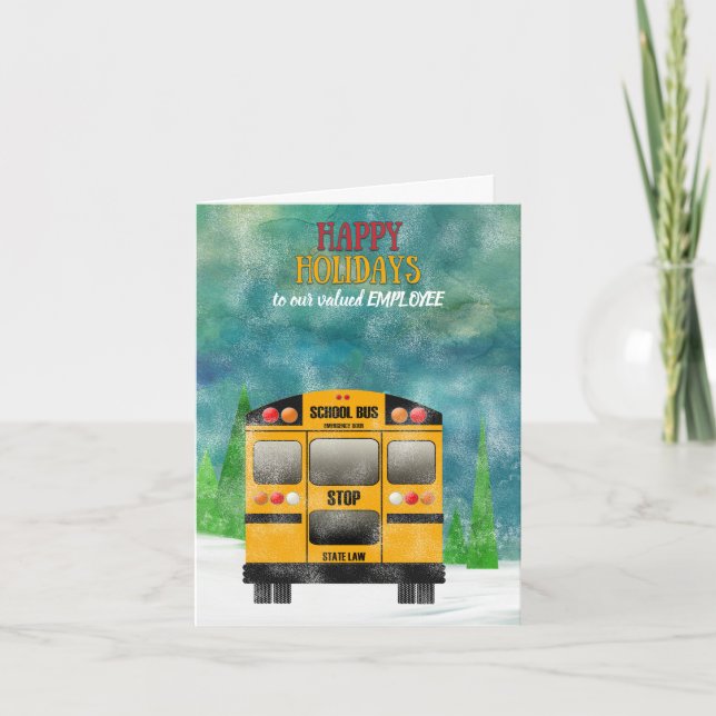 Cartão De Festividades School Bus Driver Happy Holidays Employee (Frente)