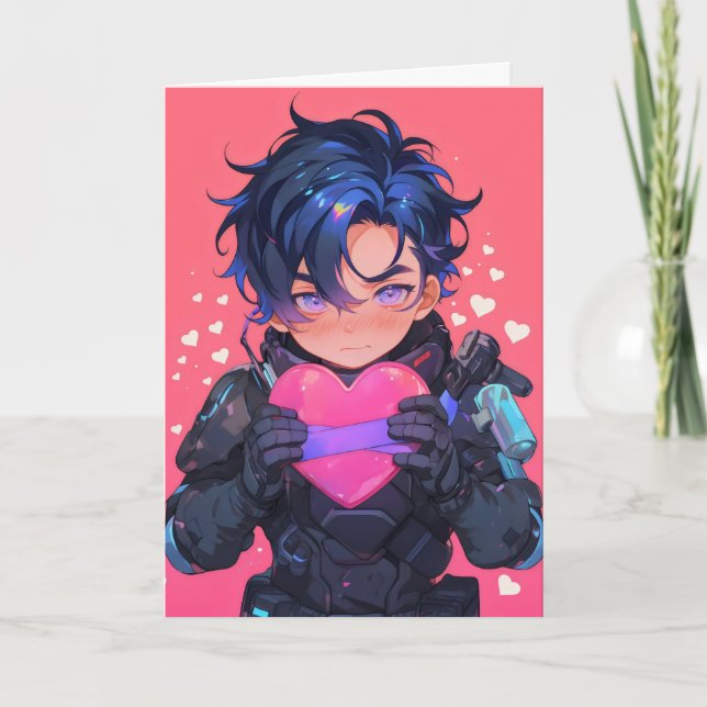 Cartão De Festividades Sci-Fi Love Chibi (Frente)