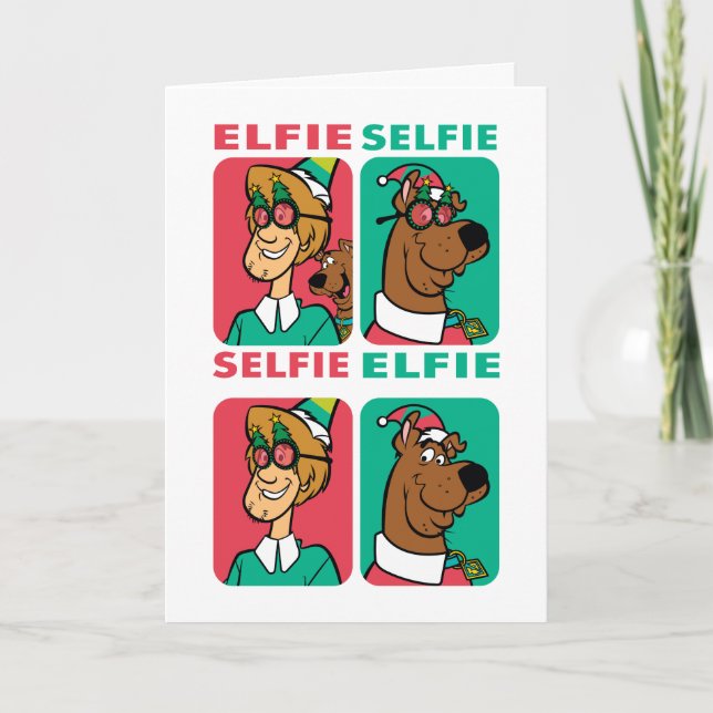 Cartão De Festividades Scooby-Doo e Shaggy "Elfie Selfie" (Frente)