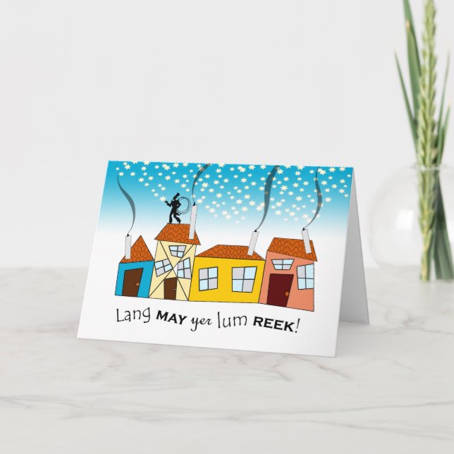 Cartão De Festividades Scots New Year, Lang May Yer Lum Reek, Prosperity (Frente)