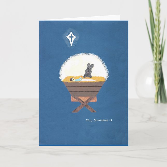 CARTÃO DE FESTIVIDADES SCOTTIE AT THE MANGER (Frente)