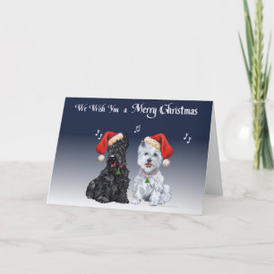Cartão De Festividades Scottie e Westie cantando canções de Natal